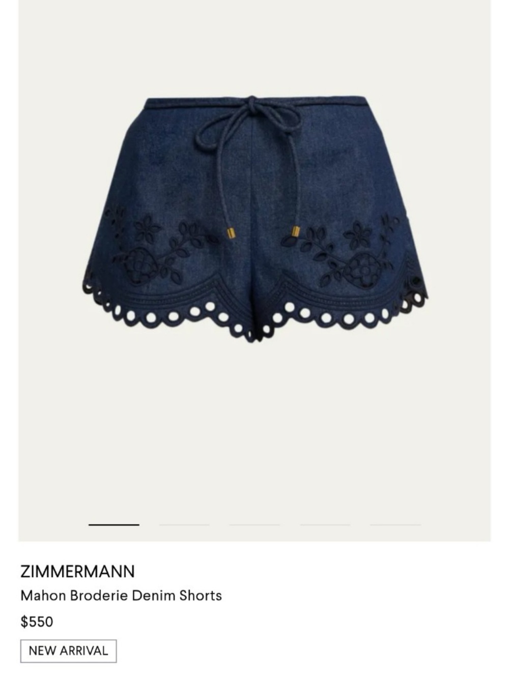 Zimmermann Denim Mahon Broderie Short in Ink - Size 1 - Picture 2 of 6